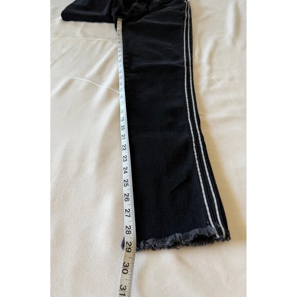 Forever 21 Men Black Side Stripe Raw Hem Slim Jeans Size 32 Button Fly